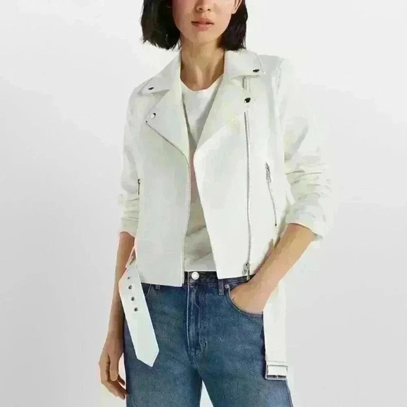 Club Monaco Jackets & Blazers - Sold Out Club Monoco White Moto Jacket NWT